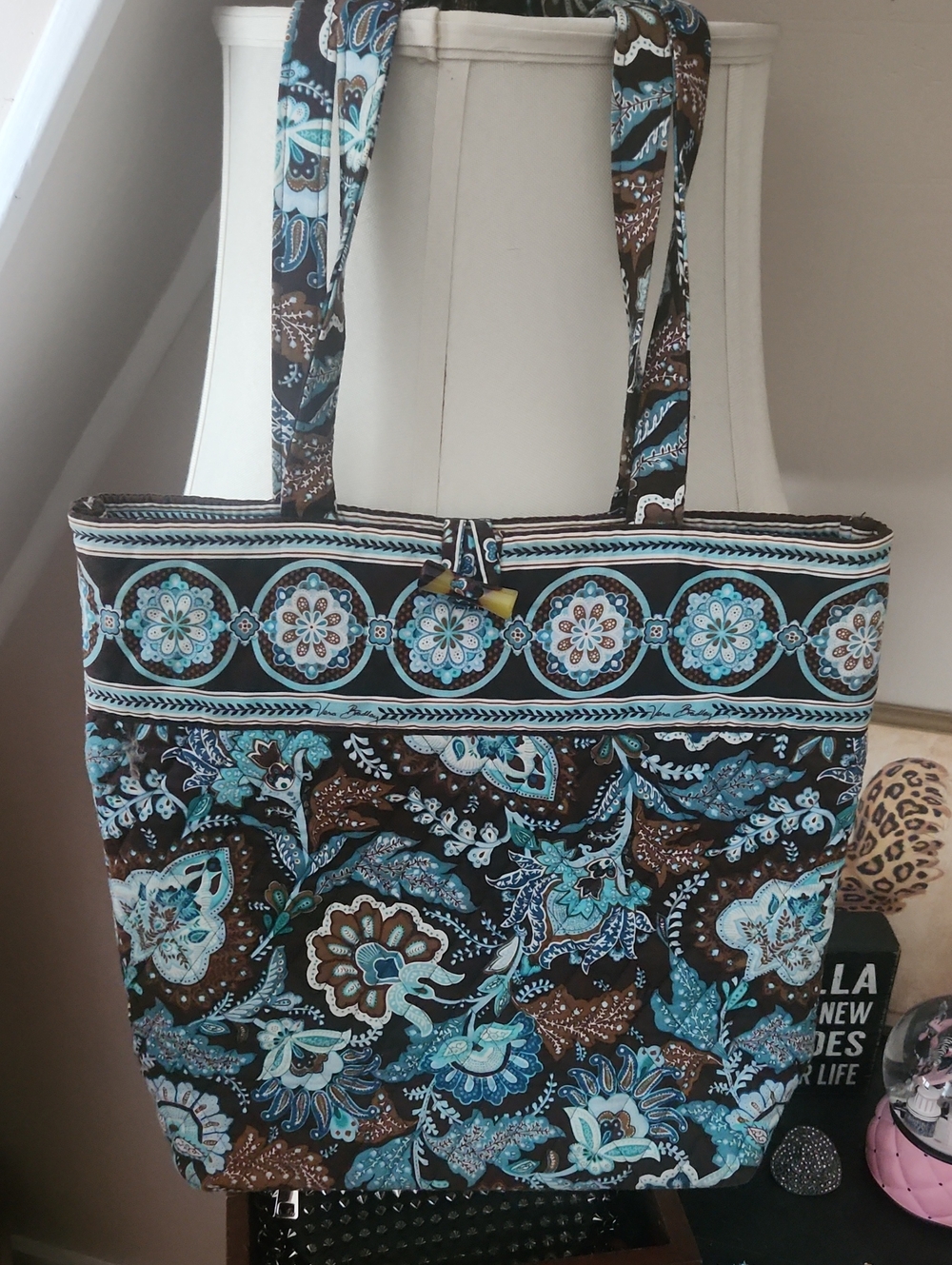 Vera Bradley Java Blue Retired Paisley Quilted Tote